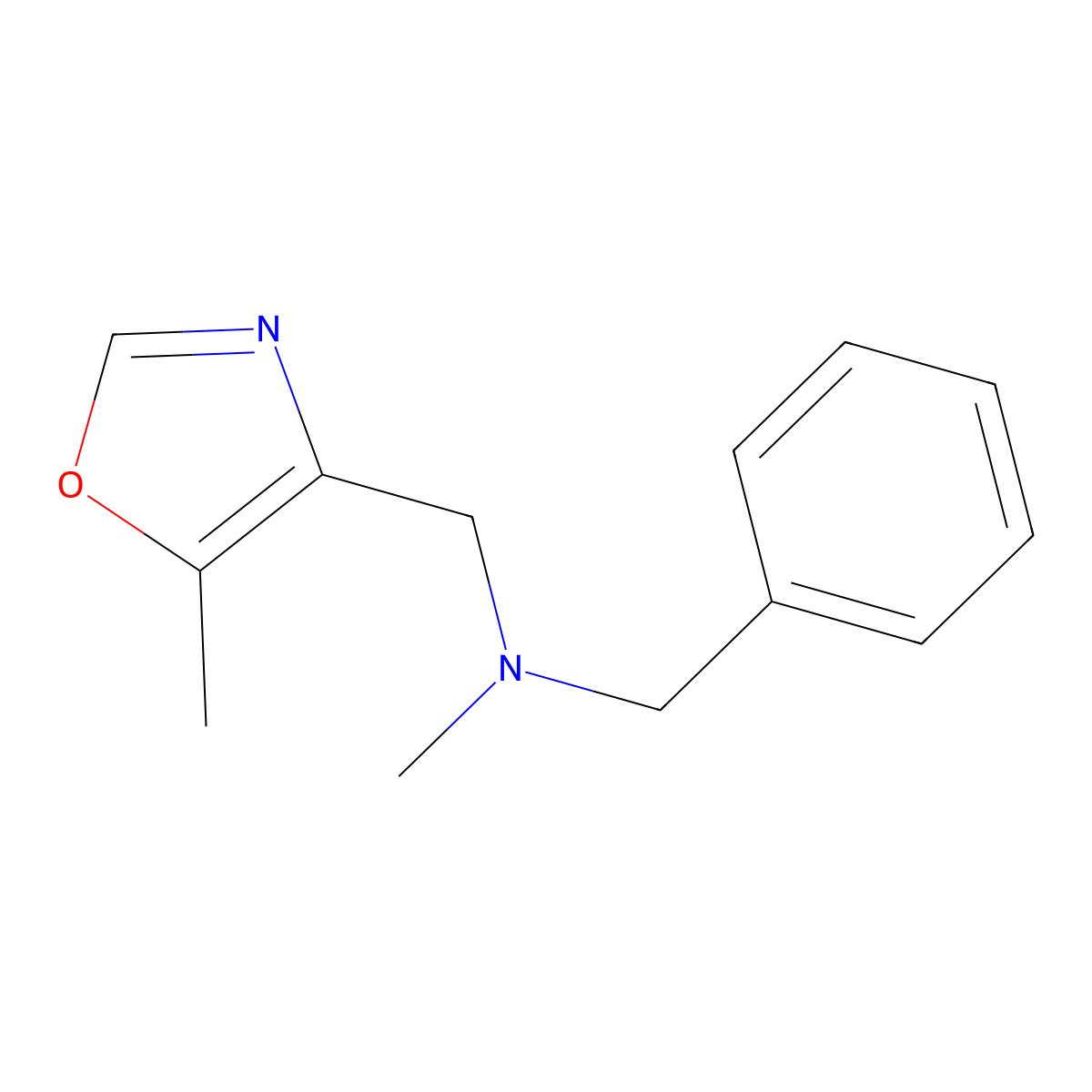 Benzyl(methyl)[(5-methyl-1,3-oxazol-4-yl)methyl]amine molecular structure, CAS 2640885-72-7