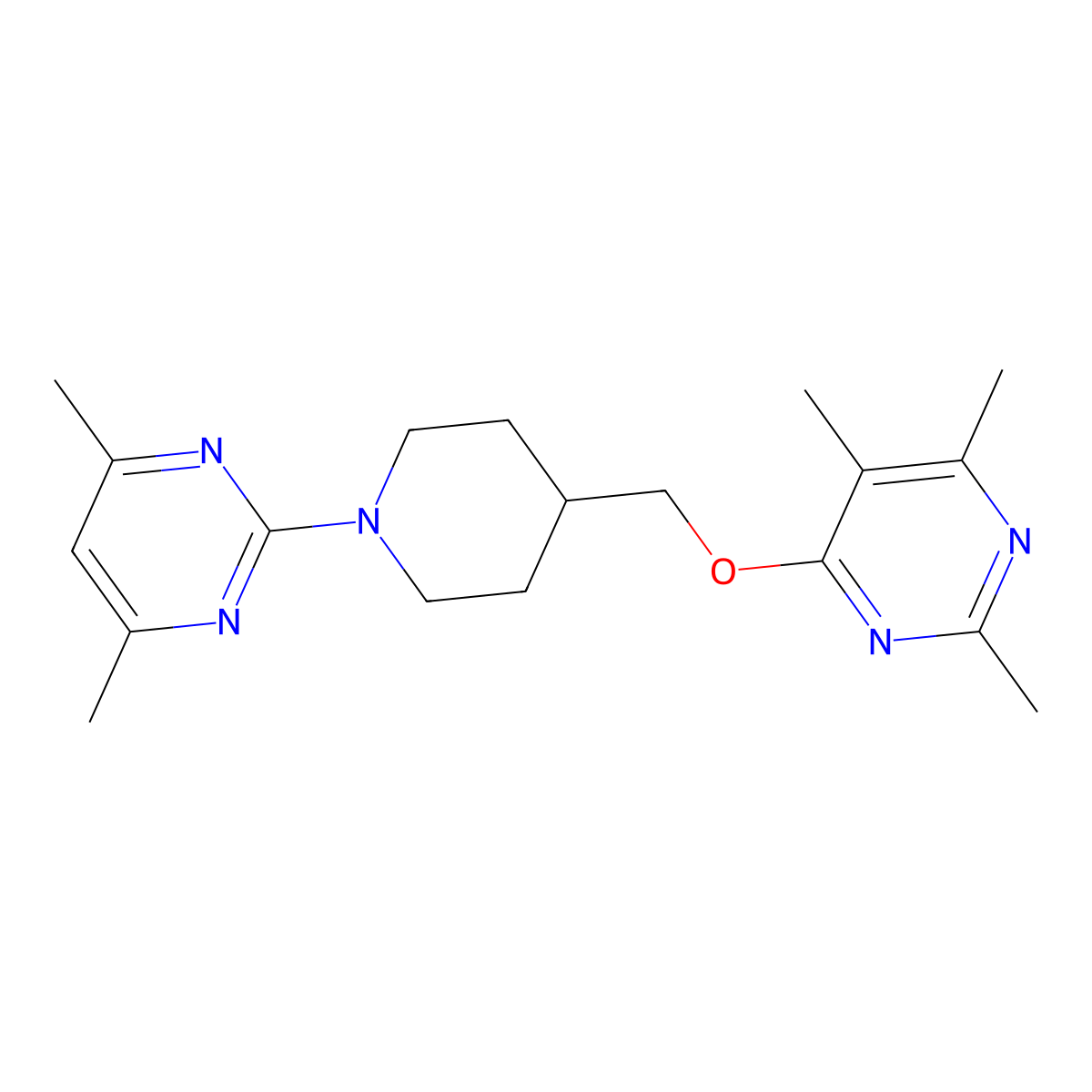 4-{[1-(4,6-Dimethylpyrimidin-2-yl)piperidin-4-yl]methoxy}-2,5,6-trimethylpyrimidine molecular structure, CAS 2640885-73-8