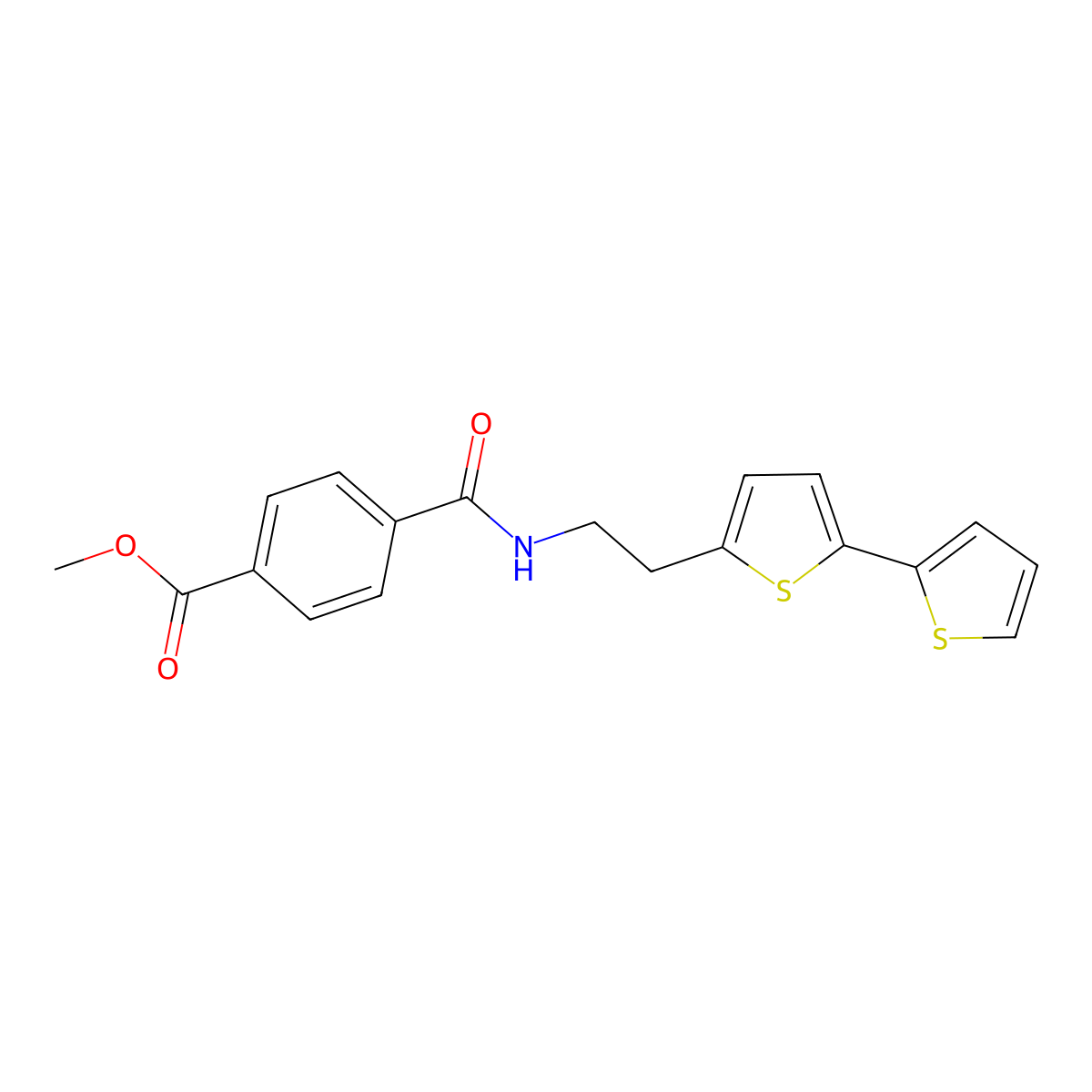 Methyl 4-[(2-{[2,2'-bithiophene]-5-yl}ethyl)carbamoyl]benzoate molecular structure, CAS 2640885-75-0