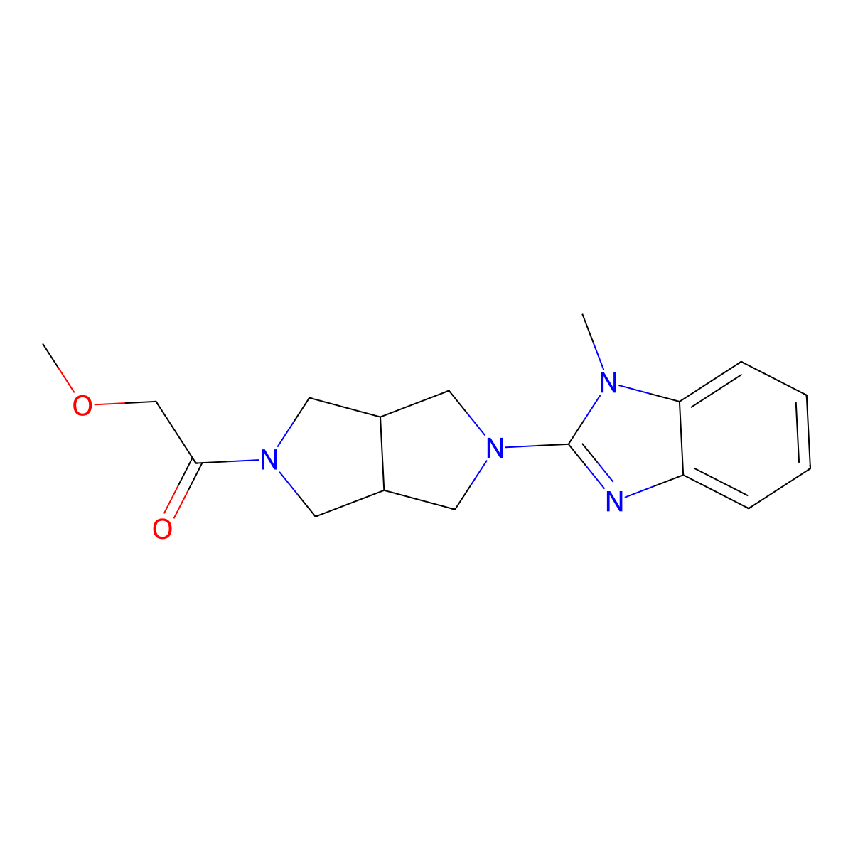 2-methoxy-1-[5-(1-methyl-1H-1,3-benzodiazol-2-yl)-octahydropyrrolo[3,4-c]pyrrol-2-yl]ethan-1-one molecular structure, CAS 2640885-76-1