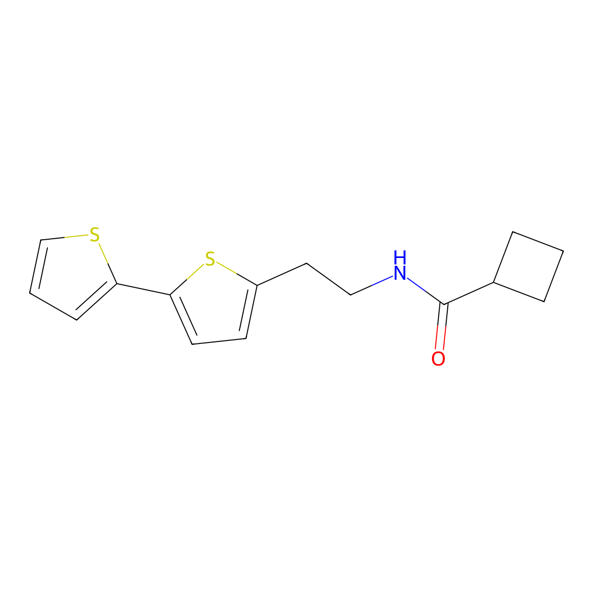 N-(2-{[2,2'-bithiophene]-5-yl}ethyl)cyclobutanecarboxamide molecular structure, CAS 2640885-82-9