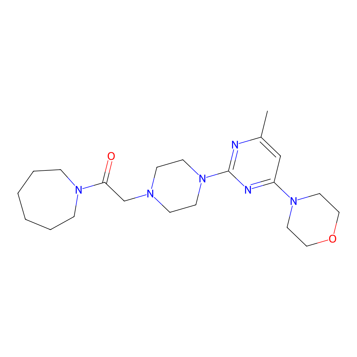 1-(Azepan-1-yl)-2-{4-[4-methyl-6-(morpholin-4-yl)pyrimidin-2-yl]piperazin-1-yl}ethan-1-one molecular structure, CAS 2640885-84-1
