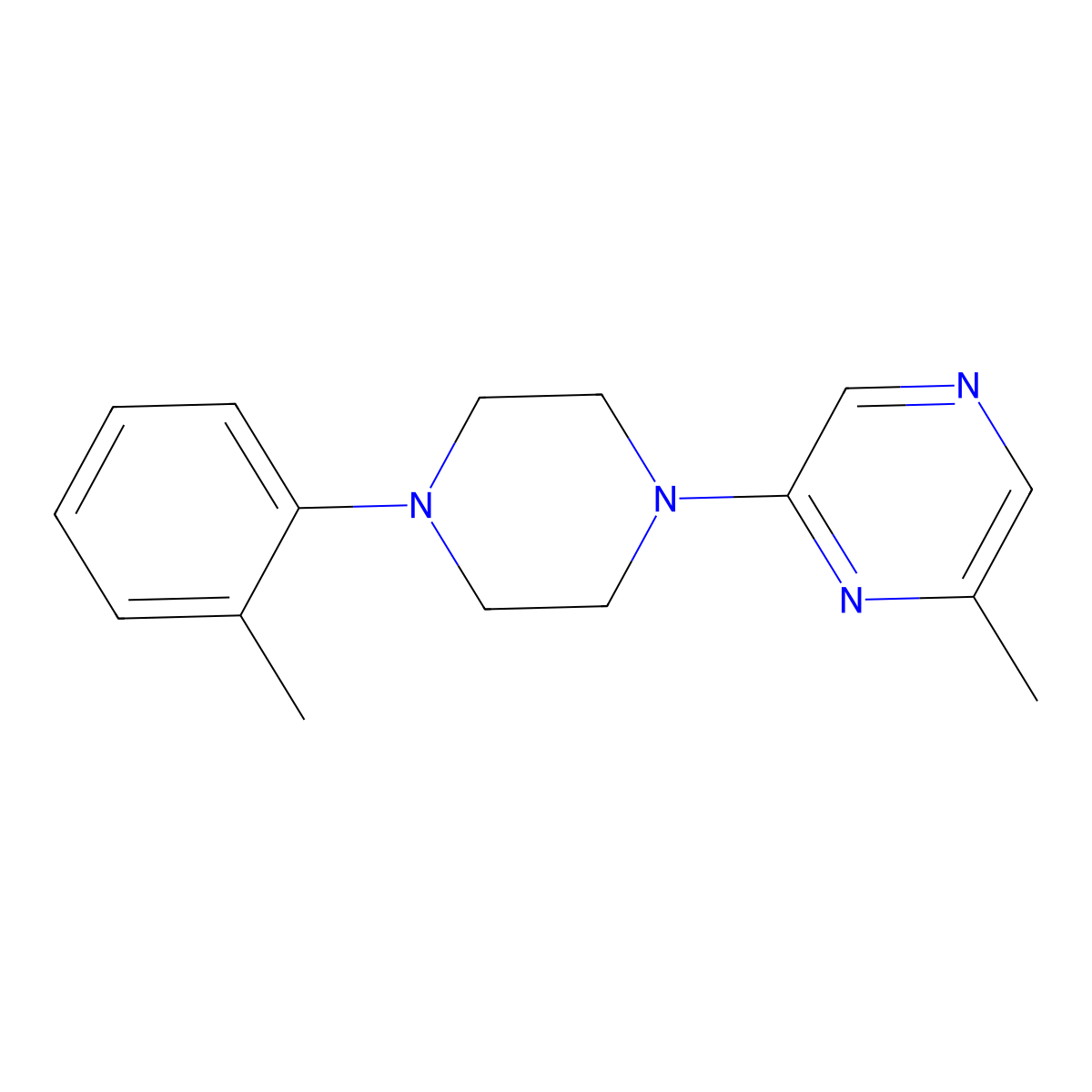 2-Methyl-6-[4-(2-methylphenyl)piperazin-1-yl]pyrazine molecular structure, CAS 2640885-85-2