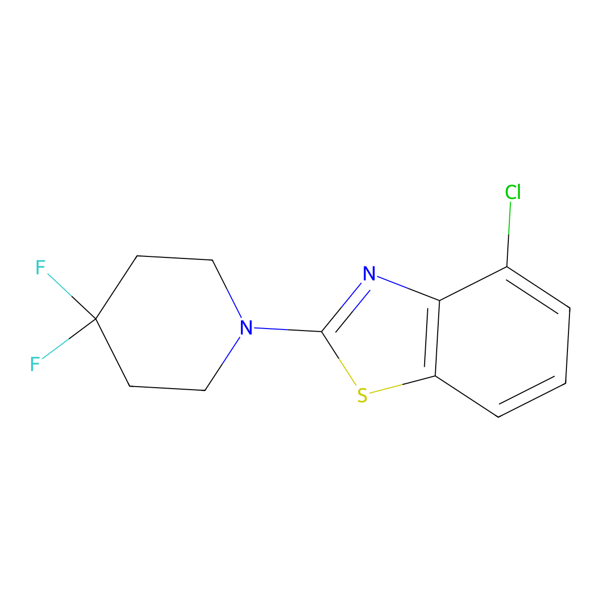 4-Chloro-2-(4,4-difluoropiperidin-1-yl)-1,3-benzothiazole molecular structure, CAS 2640885-93-2