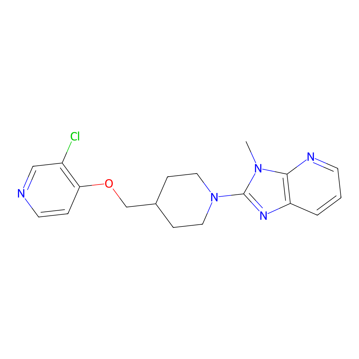 3-chloro-4-[(1-{3-methyl-3H-imidazo[4,5-b]pyridin-2-yl}piperidin-4-yl)methoxy]pyridine molecular structure, CAS 2640885-95-4