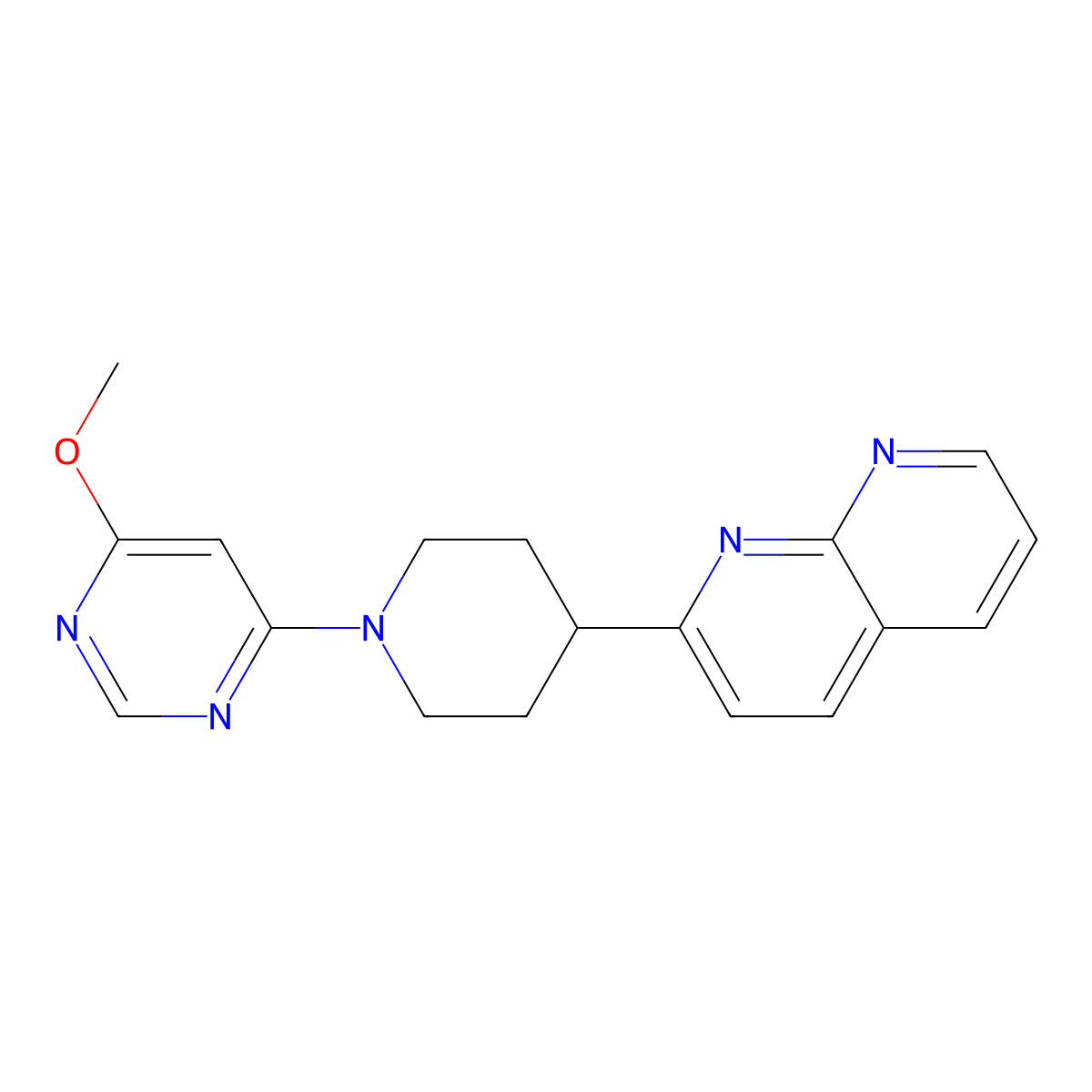 2-[1-(6-Methoxypyrimidin-4-yl)piperidin-4-yl]-1,8-naphthyridine molecular structure, CAS 2640886-02-6