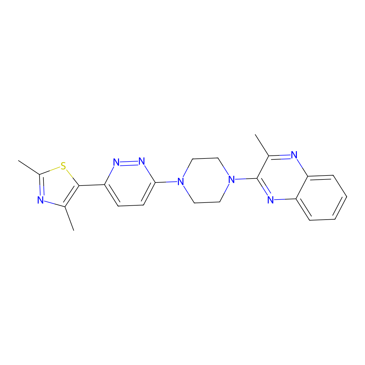 2-{4-[6-(2,4-Dimethyl-1,3-thiazol-5-yl)pyridazin-3-yl]piperazin-1-yl}-3-methylquinoxaline molecular structure, CAS 2640886-05-9