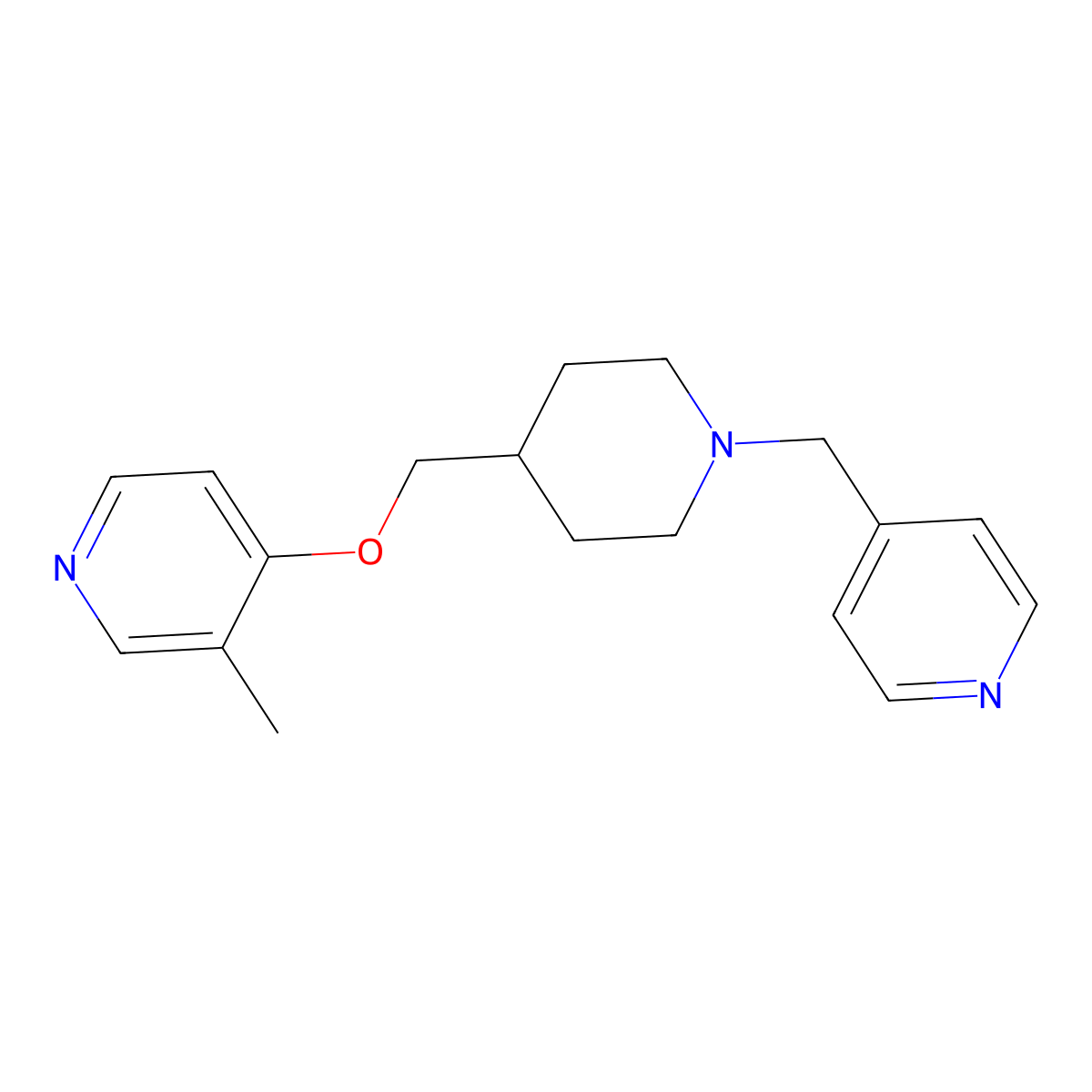 3-Methyl-4-({1-[(pyridin-4-yl)methyl]piperidin-4-yl}methoxy)pyridine molecular structure, CAS 2640886-10-6