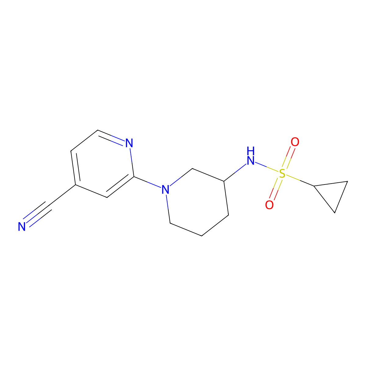 N-[1-(4-cyanopyridin-2-yl)piperidin-3-yl]cyclopropanesulfonamide molecular structure, CAS 2640886-28-6