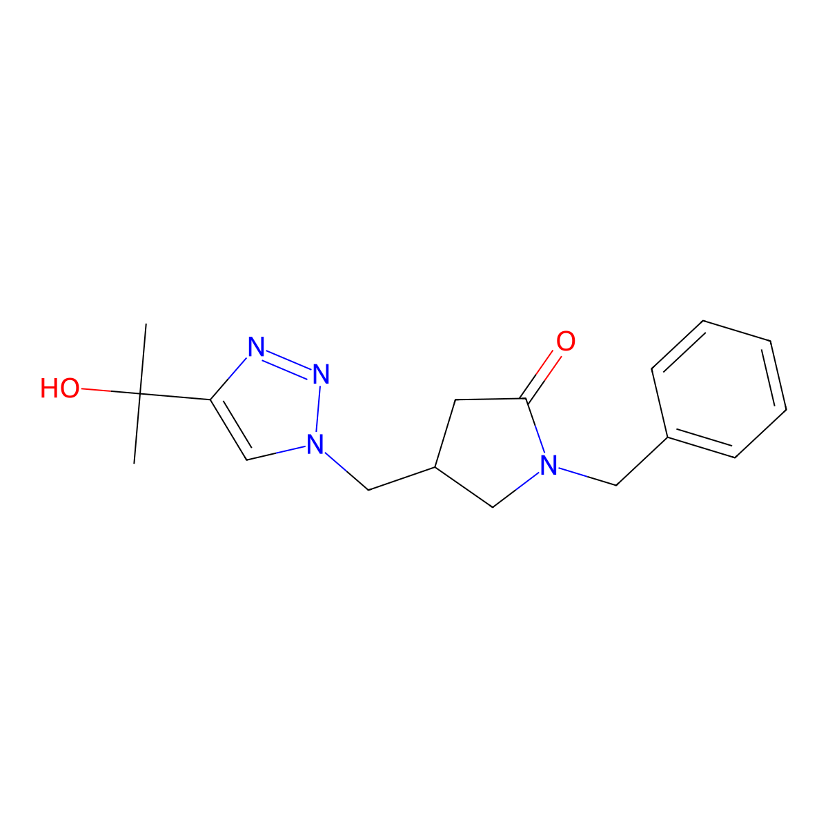 1-benzyl-4-{[4-(2-hydroxypropan-2-yl)-1H-1,2,3-triazol-1-yl]methyl}pyrrolidin-2-one molecular structure, CAS 2640886-41-3