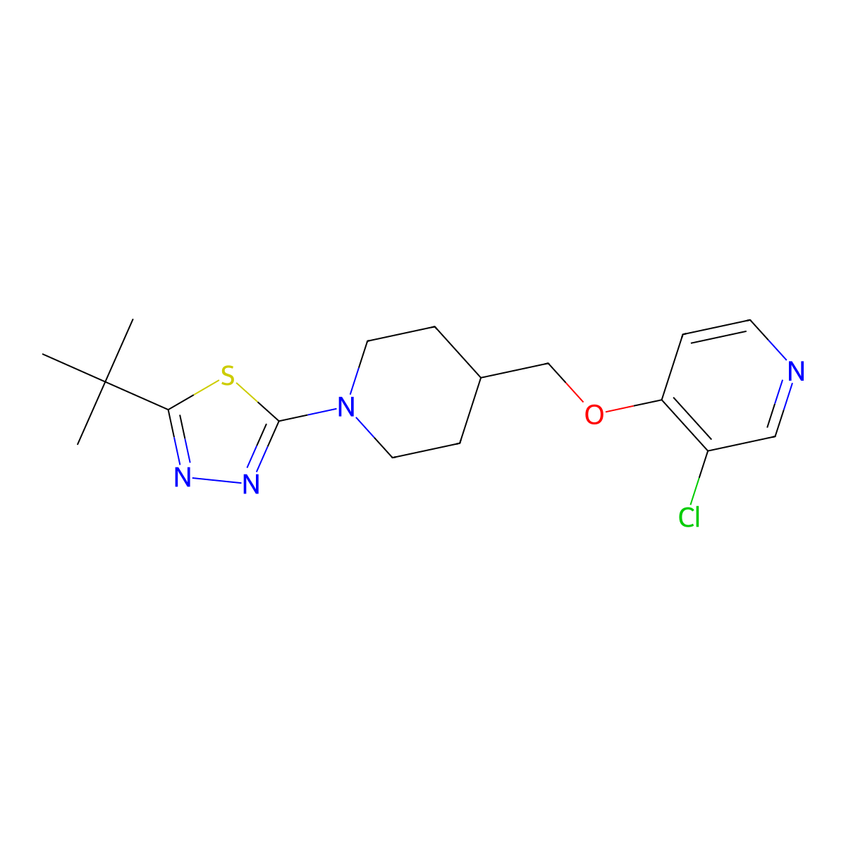 4-{[1-(5-Tert-butyl-1,3,4-thiadiazol-2-yl)piperidin-4-yl]methoxy}-3-chloropyridine molecular structure, CAS 2640886-45-7