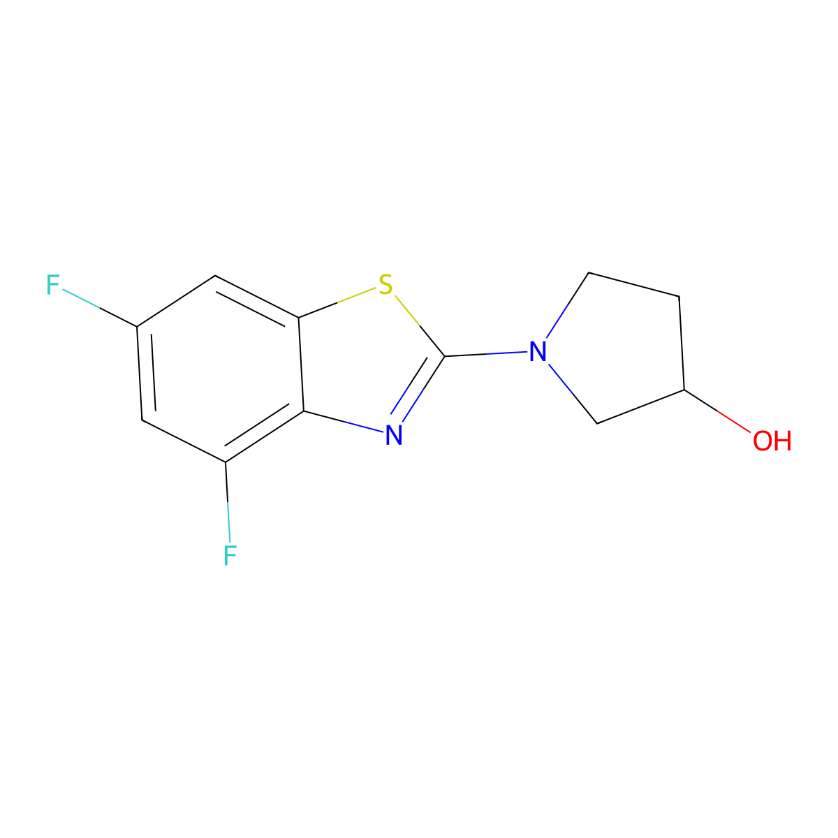 1-(4,6-Difluoro-1,3-benzothiazol-2-yl)pyrrolidin-3-ol molecular structure, CAS 2640886-46-8
