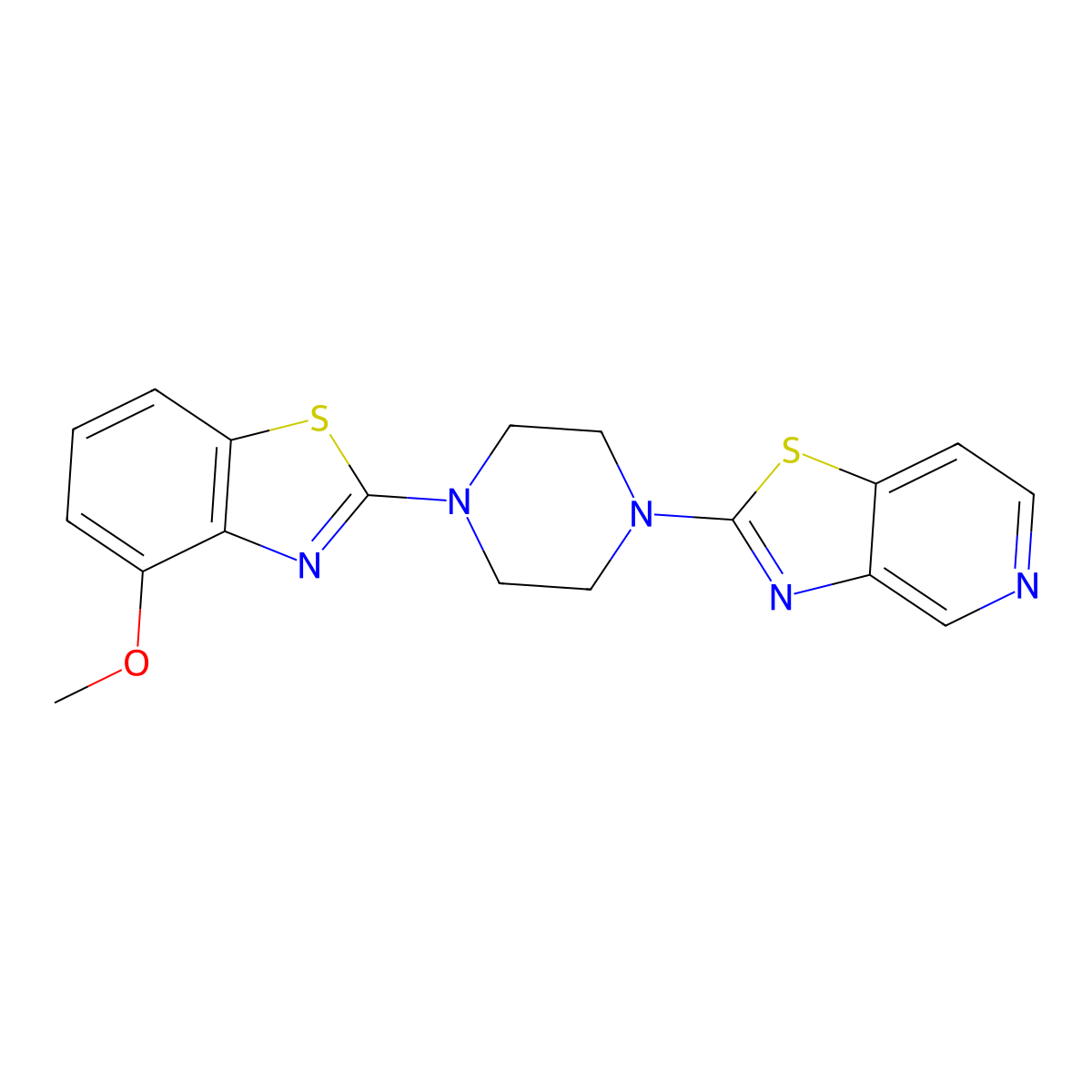 4-Methoxy-2-(4-{[1,3]thiazolo[4,5-c]pyridin-2-yl}piperazin-1-yl)-1,3-benzothiazole molecular structure, CAS 2640886-48-0