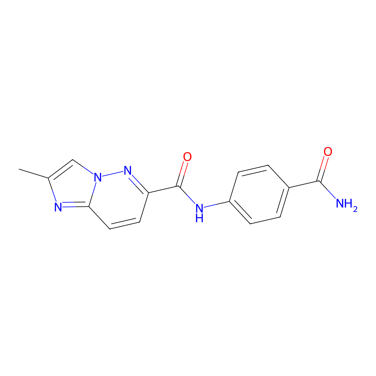 N-(4-carbamoylphenyl)-2-methylimidazo[1,2-b]pyridazine-6-carboxamide molecular structure, CAS 2640886-57-1