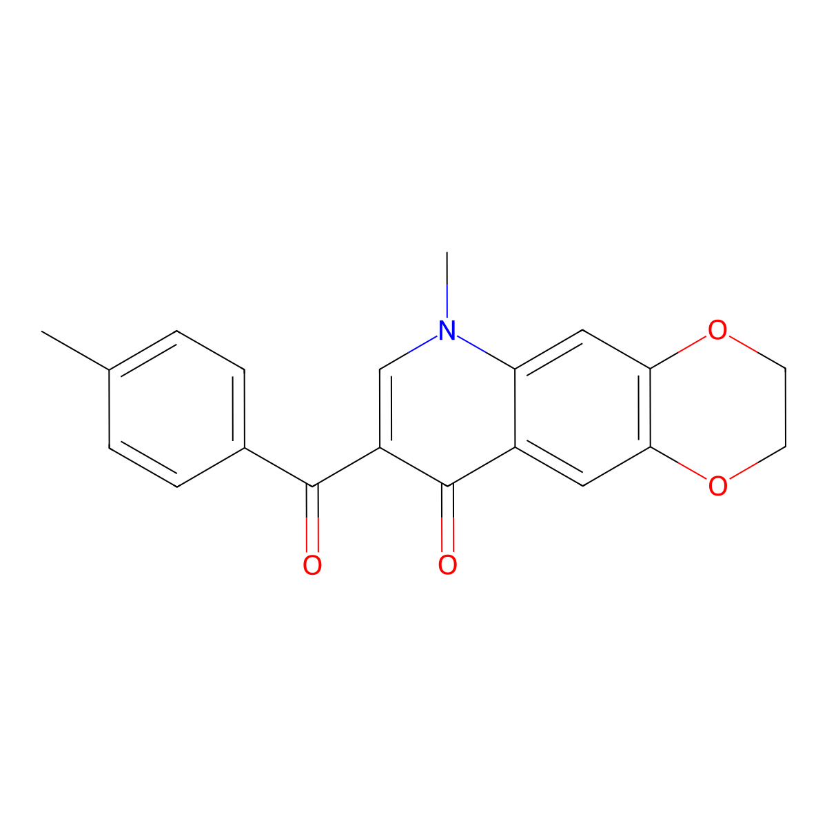 6-methyl-8-(4-methylbenzoyl)-2H,3H,6H,9H-[1,4]dioxino[2,3-g]quinolin-9-one molecular structure, CAS 2640886-61-7