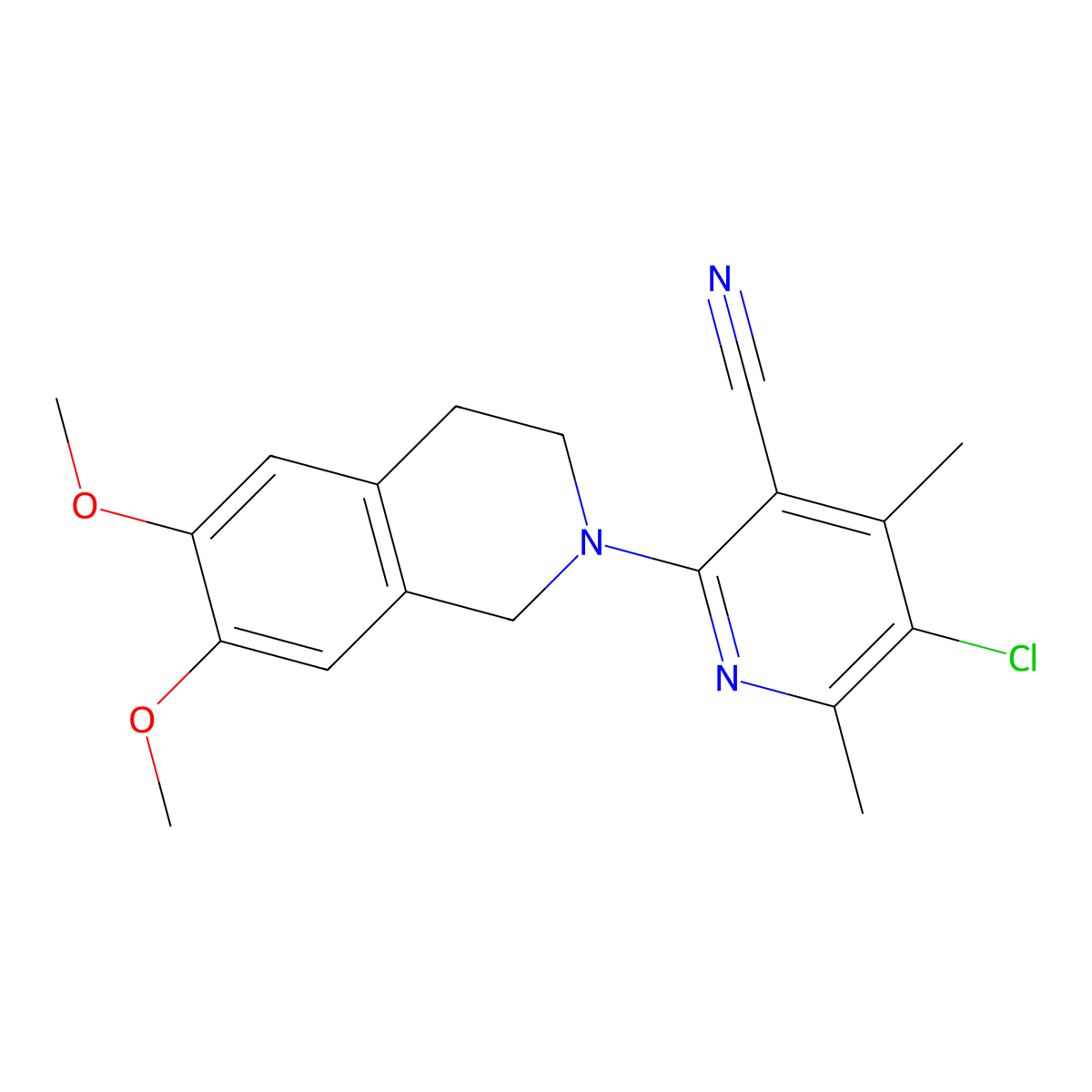 5-Chloro-2-(6,7-dimethoxy-1,2,3,4-tetrahydroisoquinolin-2-yl)-4,6-dimethylpyridine-3-carbonitrile molecular structure, CAS 2640886-65-1