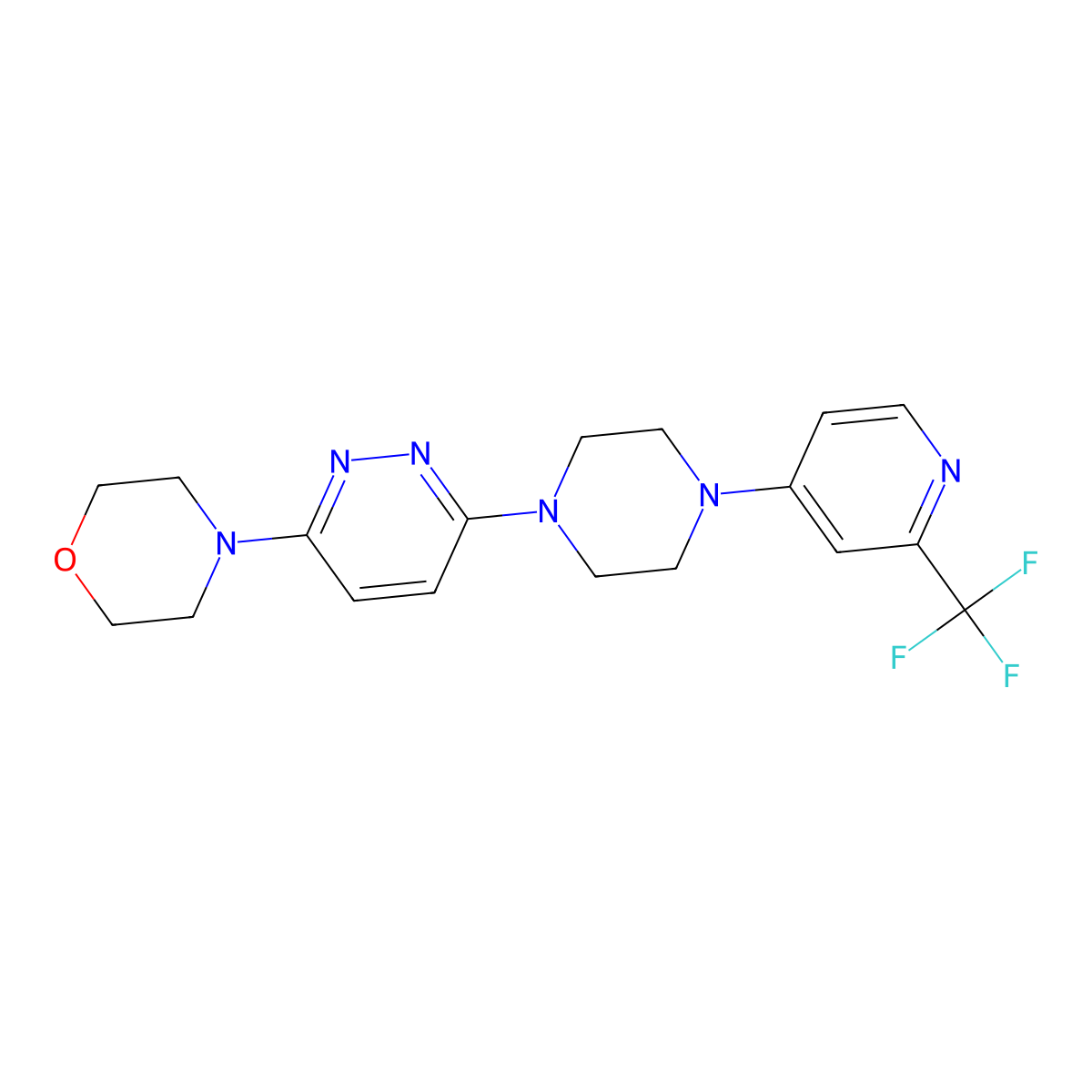 4-(6-{4-[2-(Trifluoromethyl)pyridin-4-yl]piperazin-1-yl}pyridazin-3-yl)morpholine molecular structure, CAS 2640886-66-2