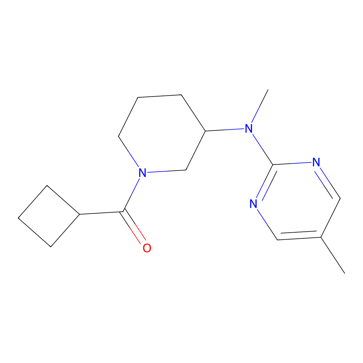 N-(1-cyclobutanecarbonylpiperidin-3-yl)-N,5-dimethylpyrimidin-2-amine molecular structure, CAS 2640886-67-3