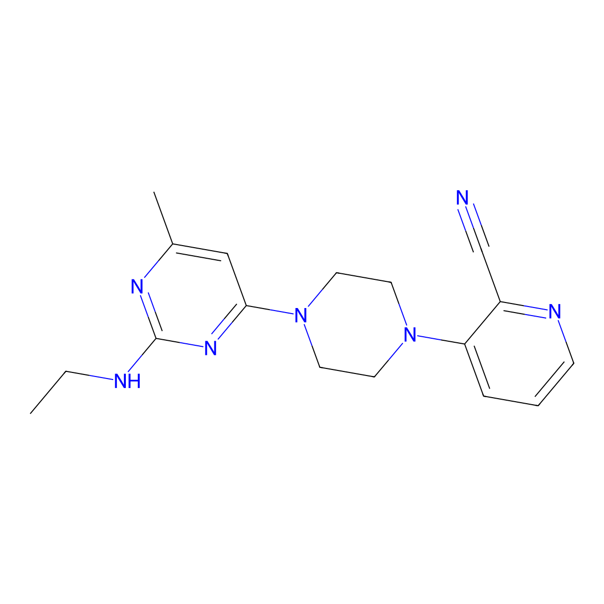 3-{4-[2-(Ethylamino)-6-methylpyrimidin-4-yl]piperazin-1-yl}pyridine-2-carbonitrile molecular structure, CAS 2640887-96-1