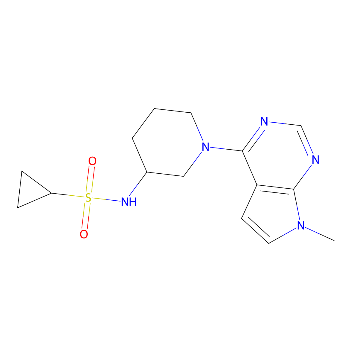 N-(1-{7-methyl-7H-pyrrolo[2,3-d]pyrimidin-4-yl}piperidin-3-yl)cyclopropanesulfonamide molecular structure, CAS 2640888-00-0