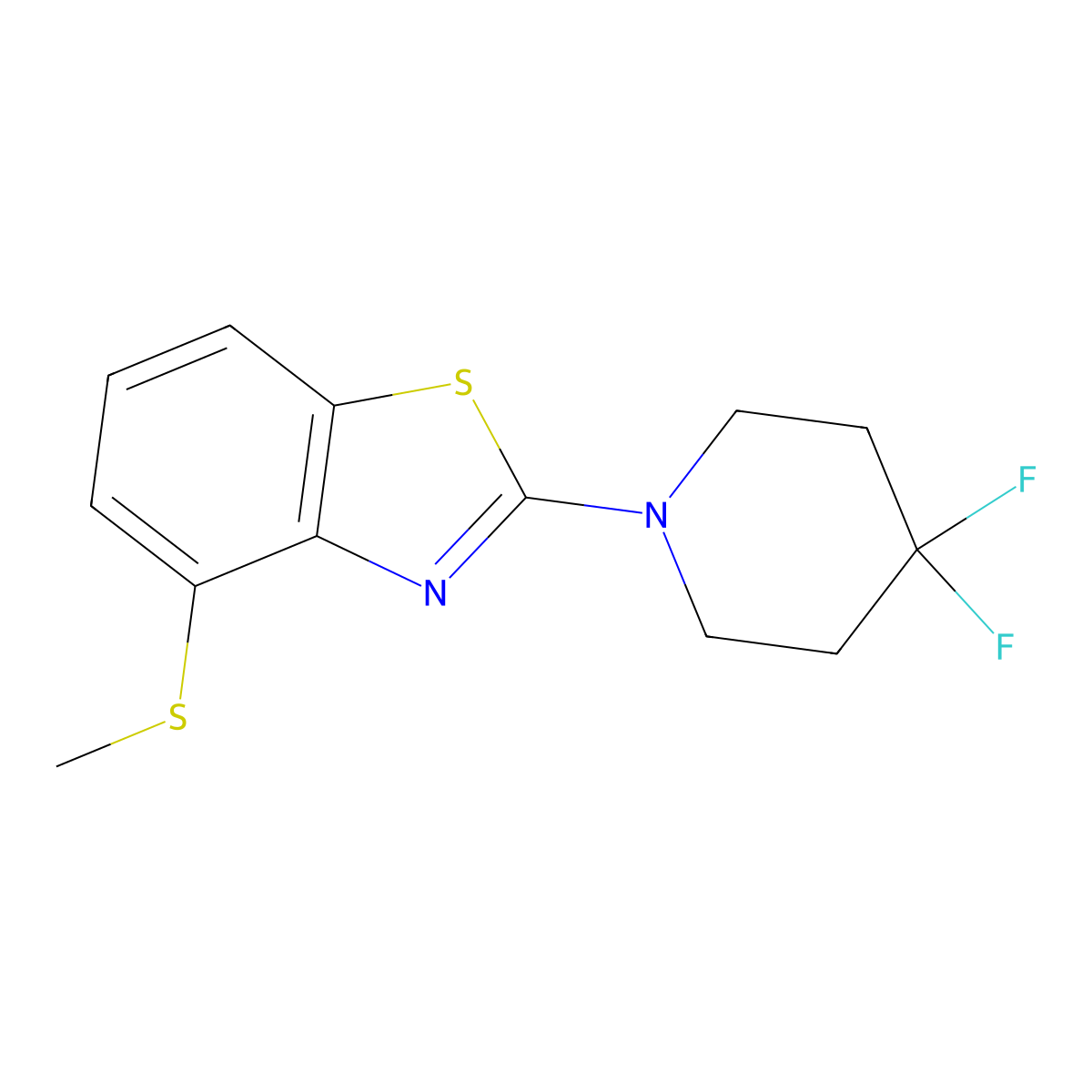 2-(4,4-Difluoropiperidin-1-yl)-4-(methylsulfanyl)-1,3-benzothiazole molecular structure, CAS 2640888-09-9
