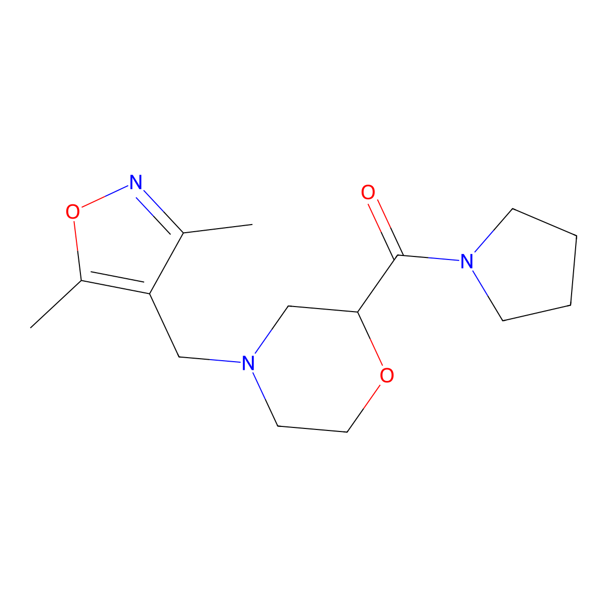 4-[(3,5-Dimethyl-1,2-oxazol-4-yl)methyl]-2-(pyrrolidine-1-carbonyl)morpholine molecular structure, CAS 2640888-15-7