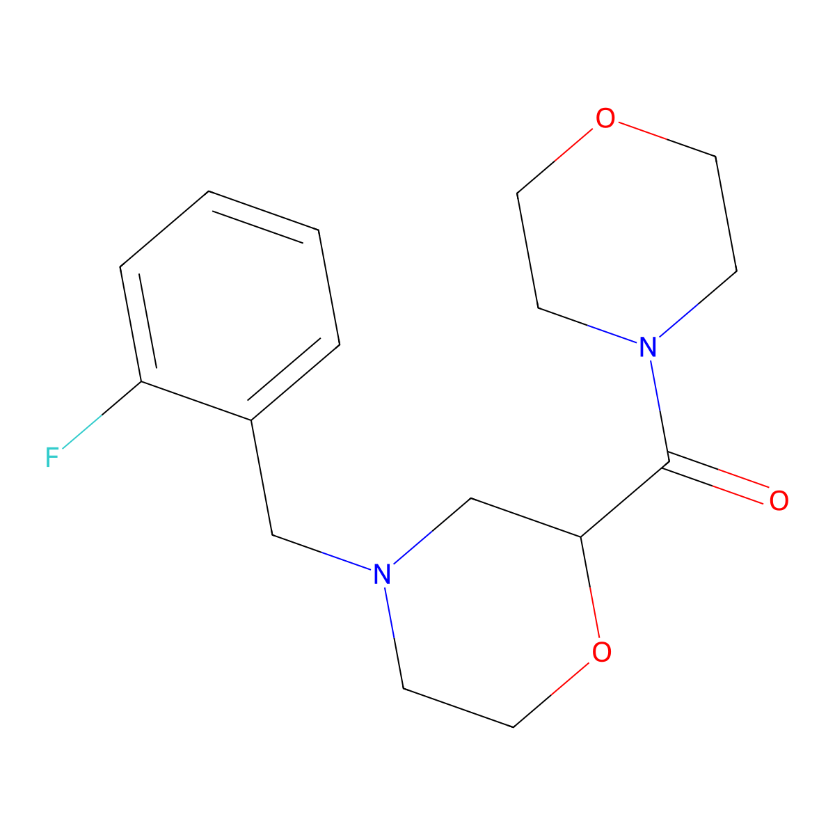 4-[(2-Fluorophenyl)methyl]-2-(morpholine-4-carbonyl)morpholine molecular structure, CAS 2640888-20-4
