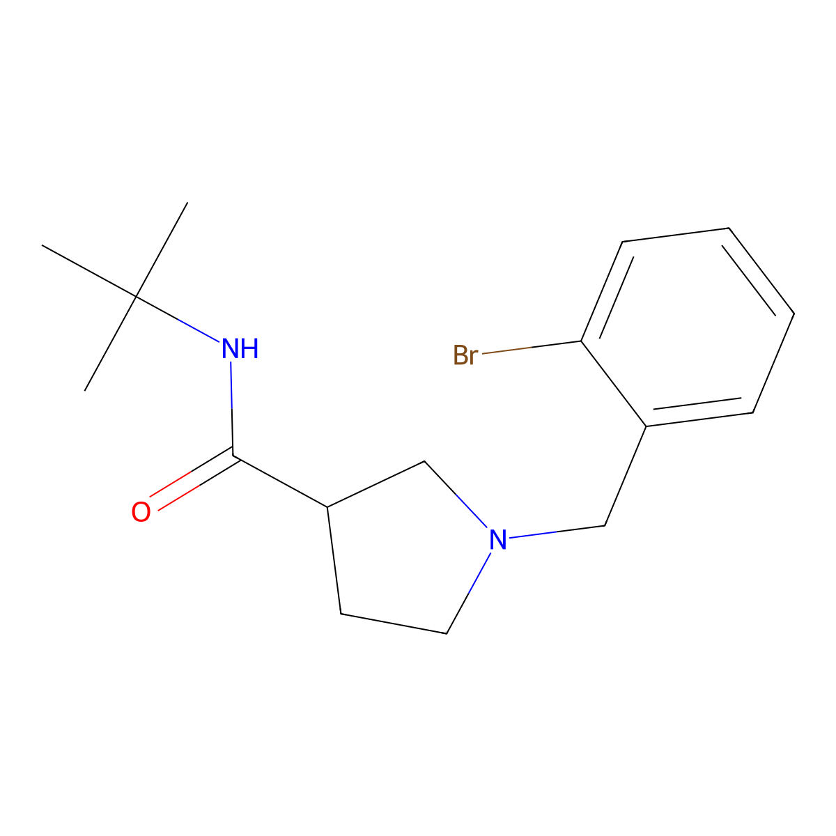 1-[(2-bromophenyl)methyl]-N-tert-butylpyrrolidine-3-carboxamide molecular structure, CAS 2640888-22-6