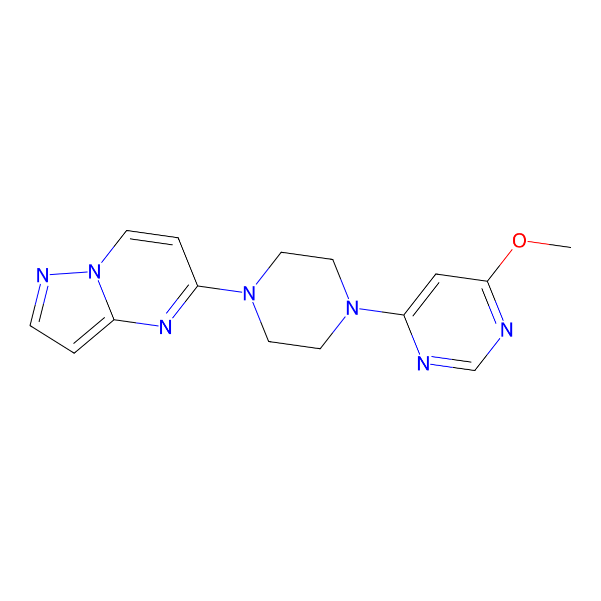 4-Methoxy-6-(4-{pyrazolo[1,5-a]pyrimidin-5-yl}piperazin-1-yl)pyrimidine molecular structure, CAS 2640888-23-7