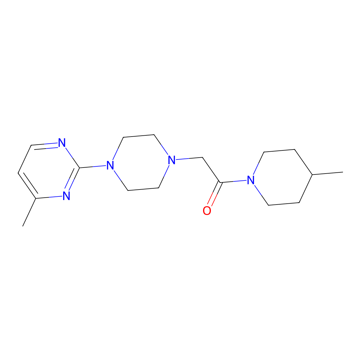 1-(4-Methylpiperidin-1-yl)-2-[4-(4-methylpyrimidin-2-yl)piperazin-1-yl]ethan-1-one molecular structure, CAS 2640888-33-9