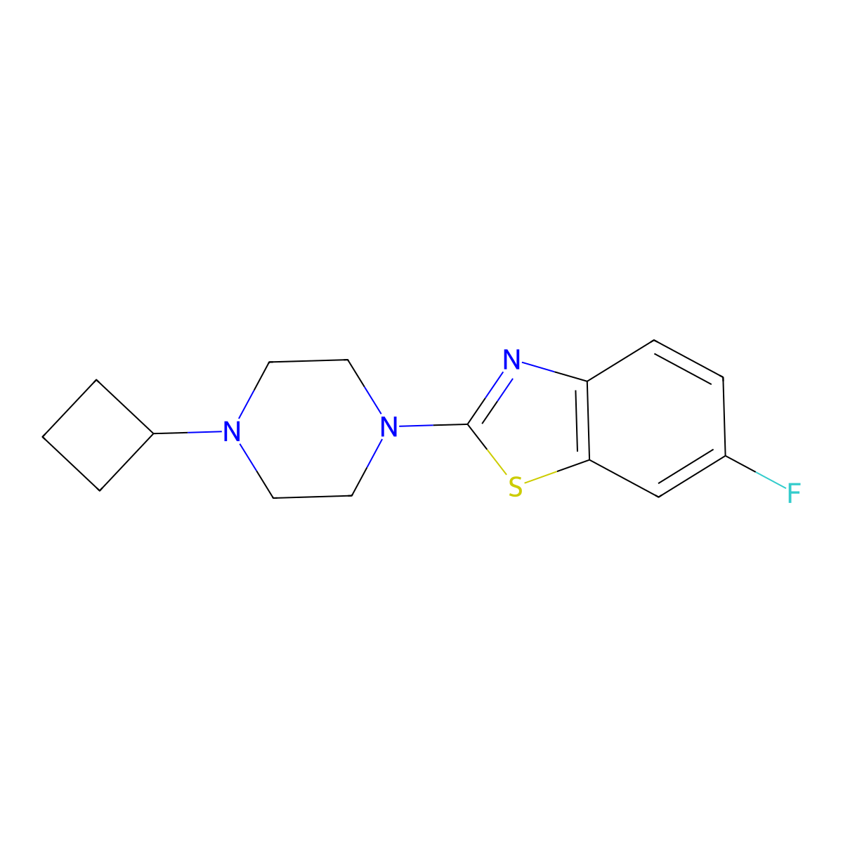2-(4-Cyclobutylpiperazin-1-yl)-6-fluoro-1,3-benzothiazole molecular structure, CAS 2640888-37-3