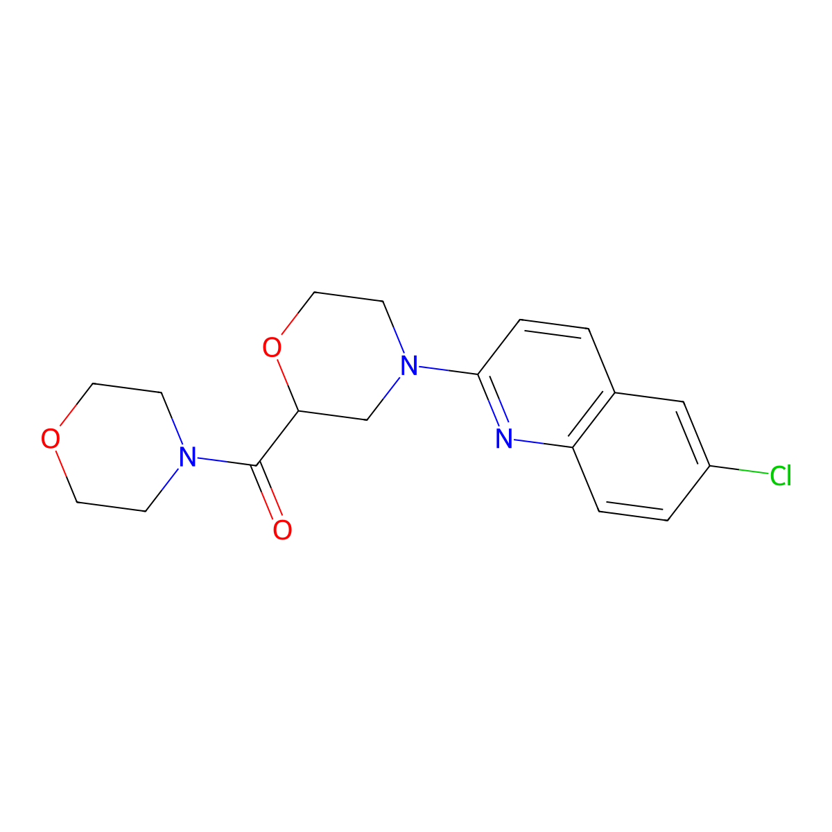 6-Chloro-2-[2-(morpholine-4-carbonyl)morpholin-4-yl]quinoline molecular structure, CAS 2640888-44-2