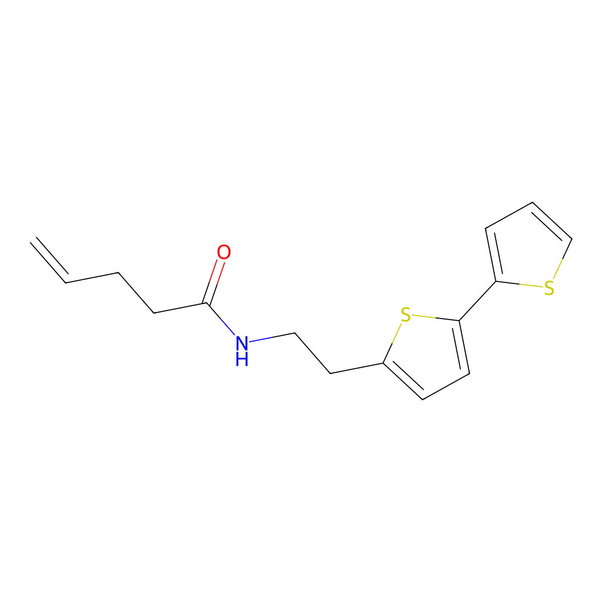 N-(2-{[2,2'-bithiophene]-5-yl}ethyl)pent-4-enamide molecular structure, CAS 2640888-47-5