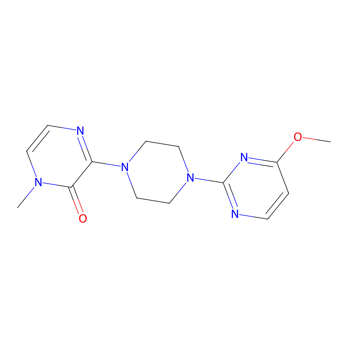 3-[4-(4-Methoxypyrimidin-2-yl)piperazin-1-yl]-1-methyl-1,2-dihydropyrazin-2-one molecular structure, CAS 2640888-54-4