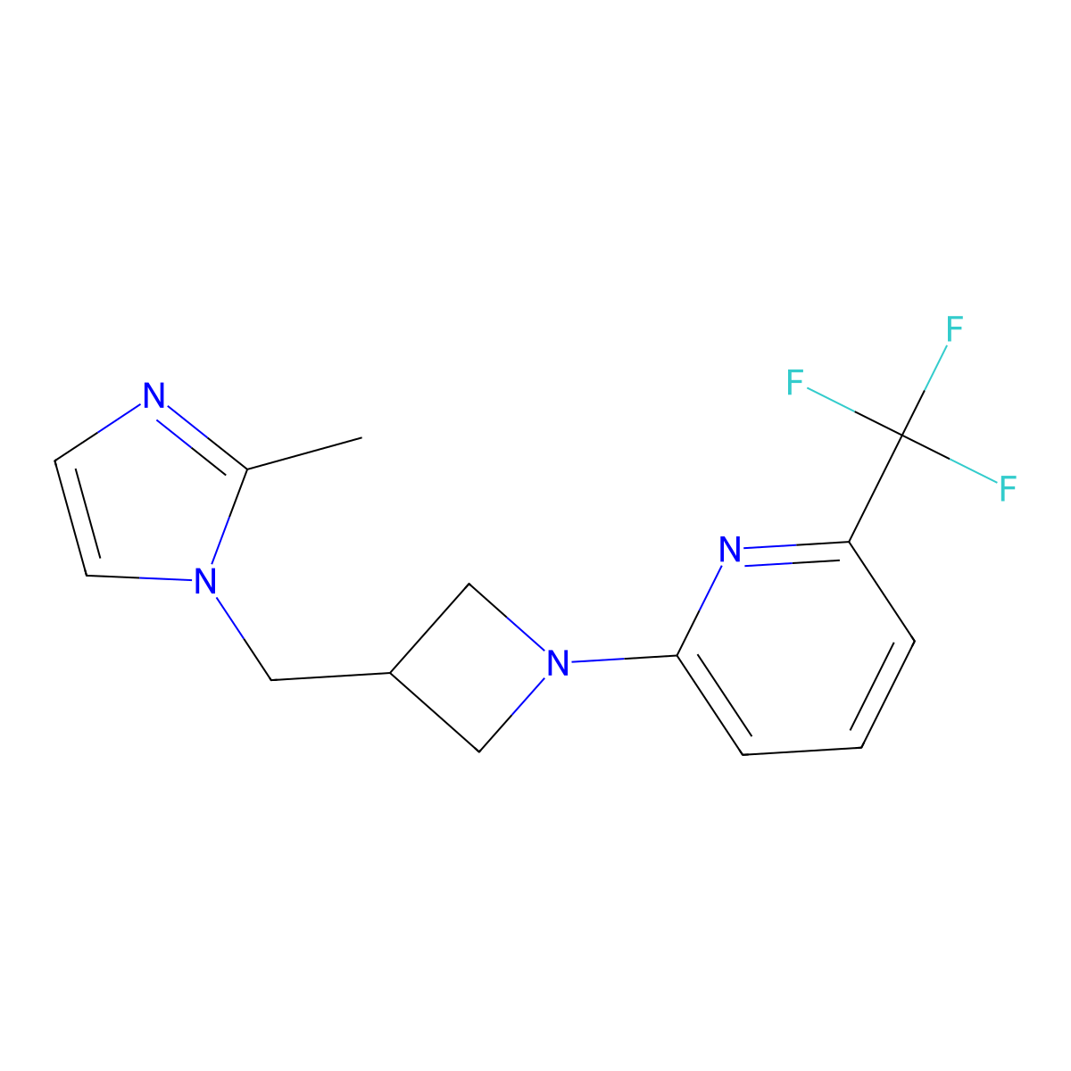 2-{3-[(2-methyl-1H-imidazol-1-yl)methyl]azetidin-1-yl}-6-(trifluoromethyl)pyridine molecular structure, CAS 2640888-59-9