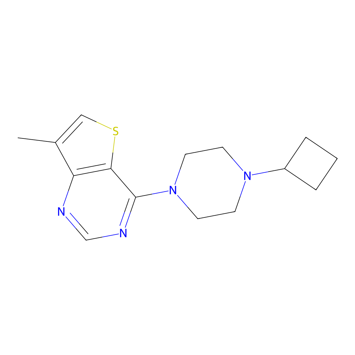1-Cyclobutyl-4-{7-methylthieno[3,2-d]pyrimidin-4-yl}piperazine molecular structure, CAS 2640888-64-6