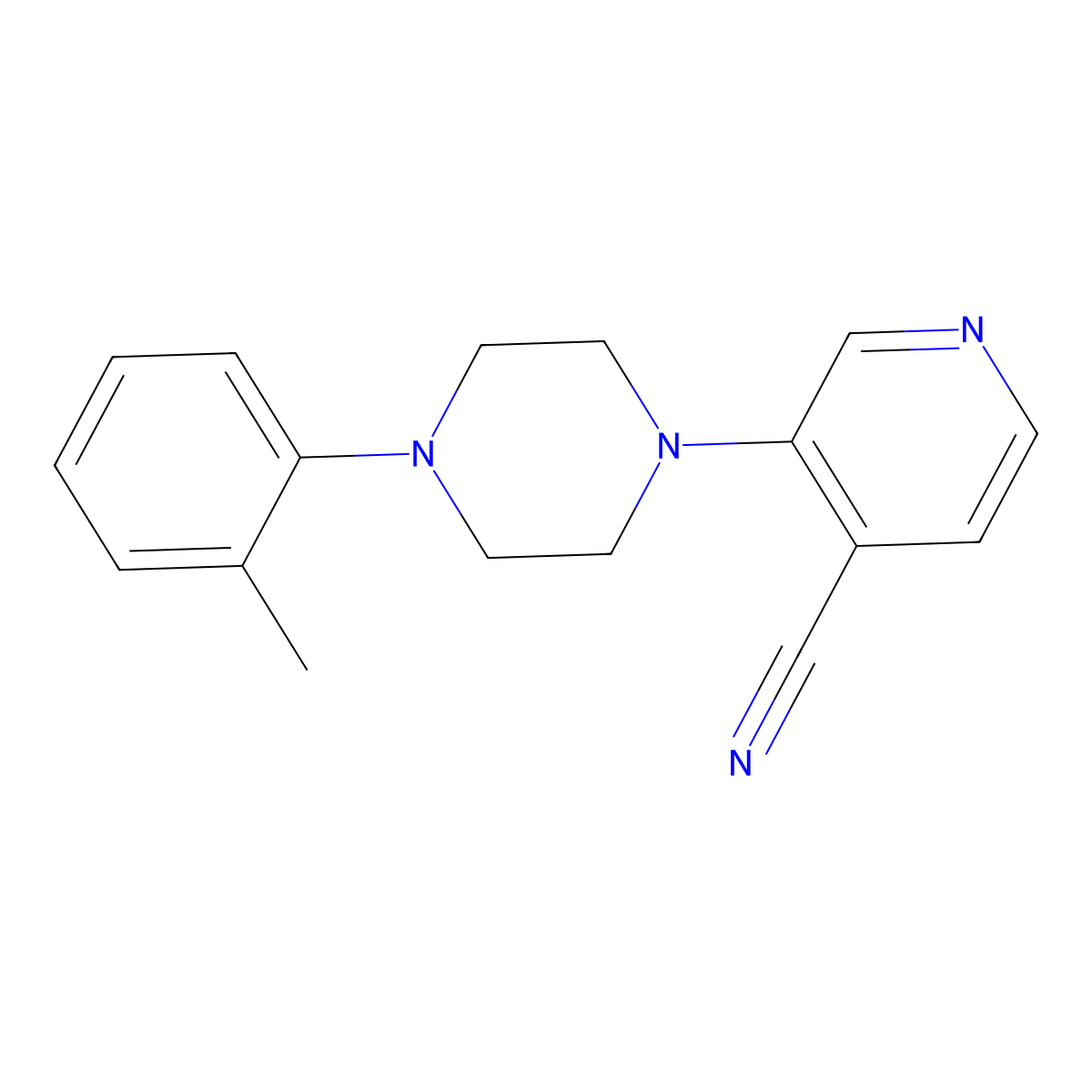 3-[4-(2-Methylphenyl)piperazin-1-yl]pyridine-4-carbonitrile molecular structure, CAS 2640888-72-6