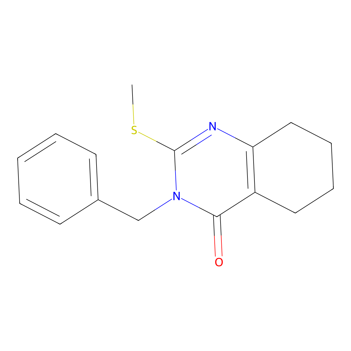3-Benzyl-2-(methylsulfanyl)-3,4,5,6,7,8-hexahydroquinazolin-4-one molecular structure, CAS 2640888-74-8