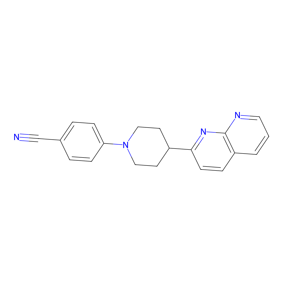 4-[4-(1,8-Naphthyridin-2-yl)piperidin-1-yl]benzonitrile molecular structure, CAS 2640888-75-9