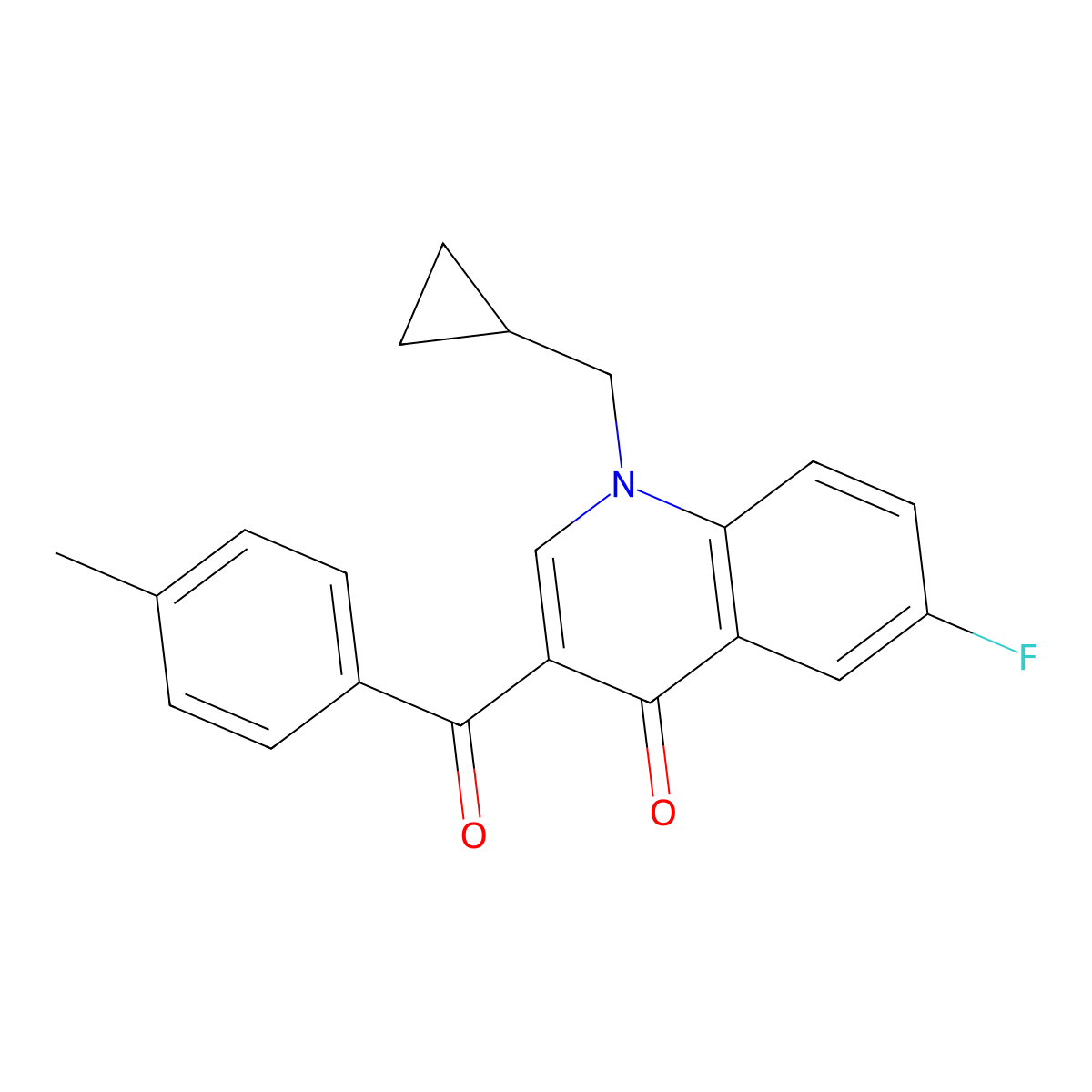 1-(Cyclopropylmethyl)-6-fluoro-3-(4-methylbenzoyl)-1,4-dihydroquinolin-4-one molecular structure, CAS 2640888-82-8