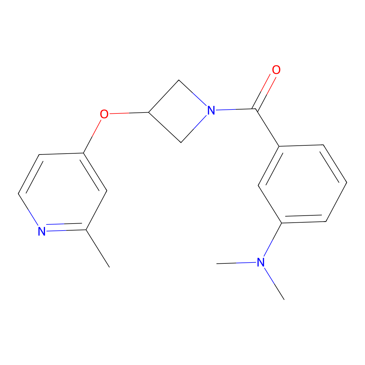 N,N-dimethyl-3-{3-[(2-methylpyridin-4-yl)oxy]azetidine-1-carbonyl}aniline molecular structure, CAS 2640888-83-9