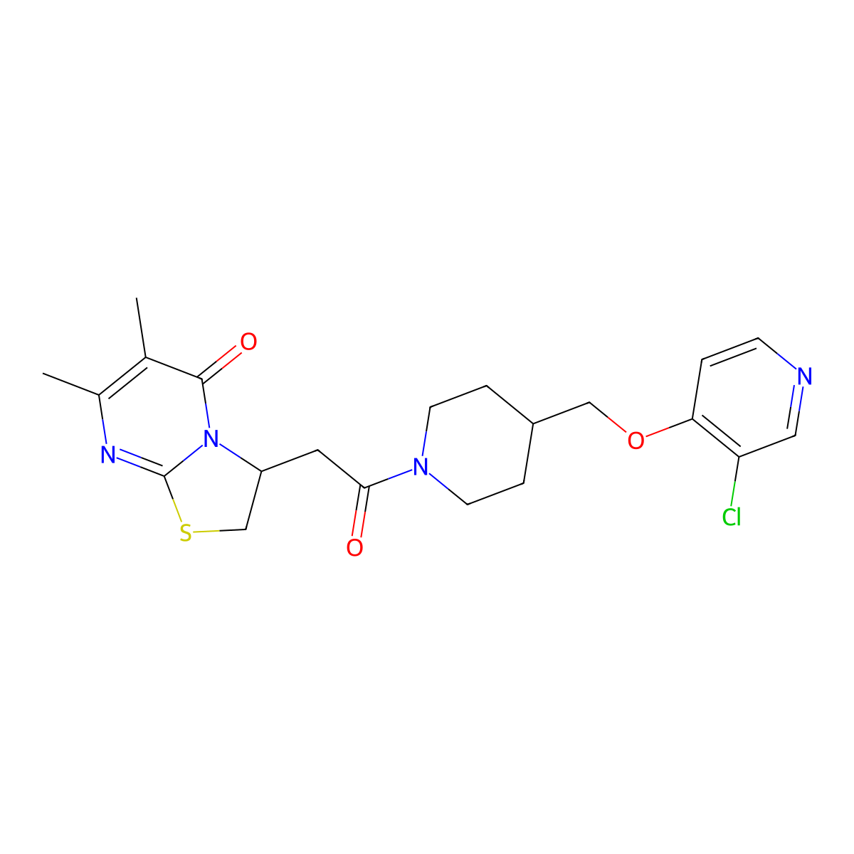 3-[2-(4-{[(3-chloropyridin-4-yl)oxy]methyl}piperidin-1-yl)-2-oxoethyl]-6,7-dimethyl-2H,3H,5H-[1,3]thiazolo[3,2-a]pyrimidin-5-one molecular structure, CAS 2640888-85-1