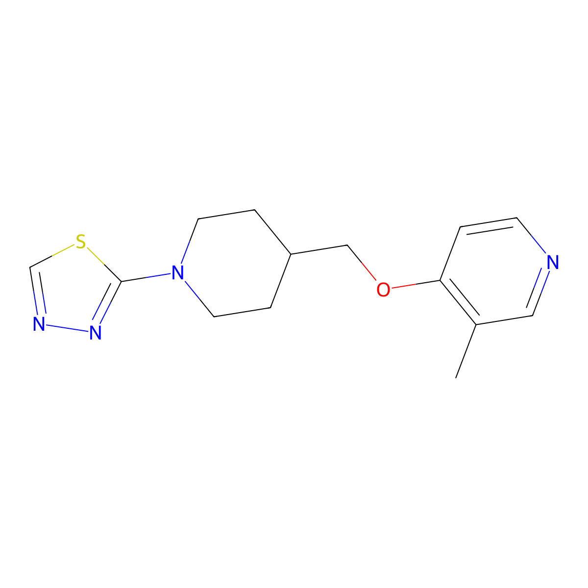 3-Methyl-4-{[1-(1,3,4-thiadiazol-2-yl)piperidin-4-yl]methoxy}pyridine molecular structure, CAS 2640888-87-3