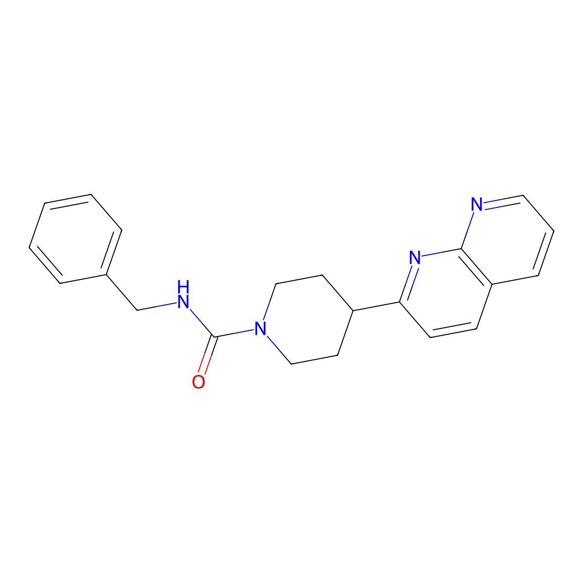 N-benzyl-4-(1,8-naphthyridin-2-yl)piperidine-1-carboxamide molecular structure, CAS 2640888-93-1