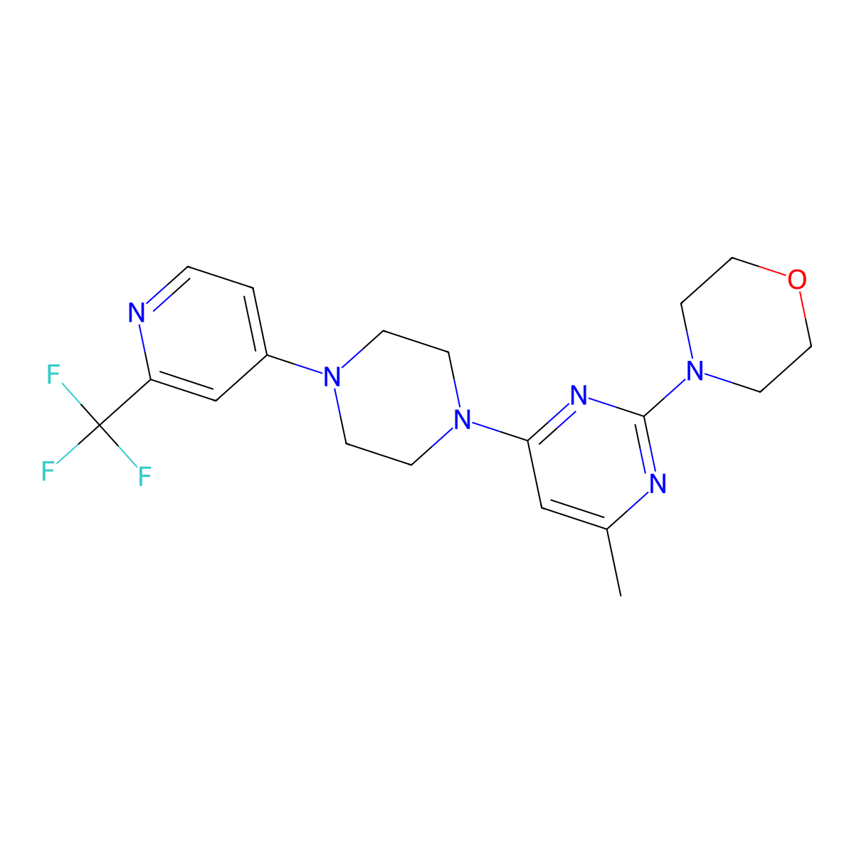 4-(4-Methyl-6-{4-[2-(trifluoromethyl)pyridin-4-yl]piperazin-1-yl}pyrimidin-2-yl)morpholine molecular structure, CAS 2640888-94-2