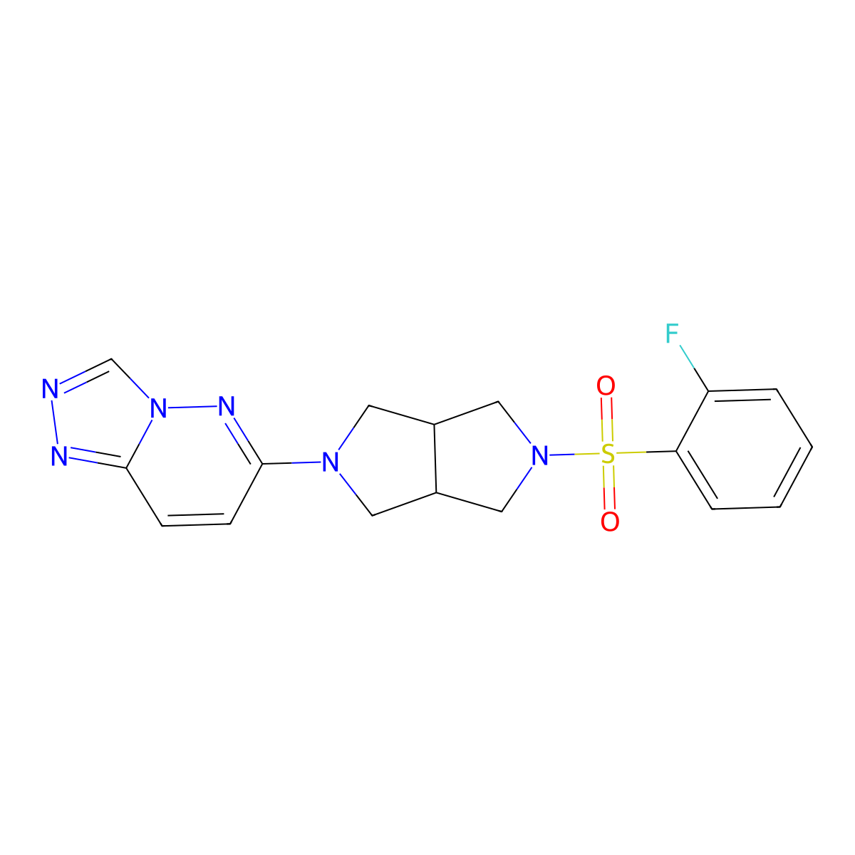 2-(2-Fluorobenzenesulfonyl)-5-{[1,2,4]triazolo[4,3-b]pyridazin-6-yl}-octahydropyrrolo[3,4-c]pyrrole molecular structure, CAS 2640888-95-3