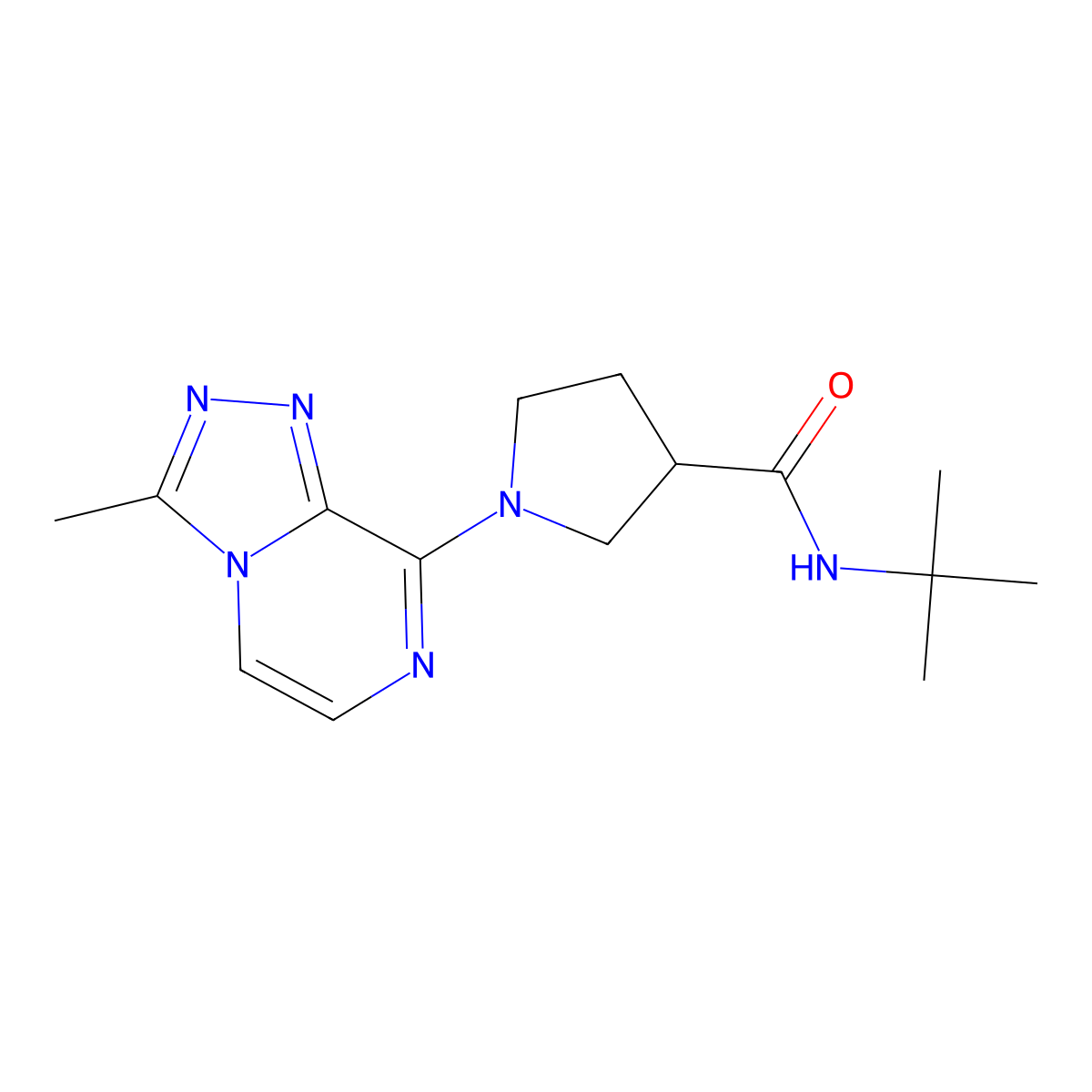 N-tert-butyl-1-{3-methyl-[1,2,4]triazolo[4,3-a]pyrazin-8-yl}pyrrolidine-3-carboxamide molecular structure, CAS 2640888-97-5