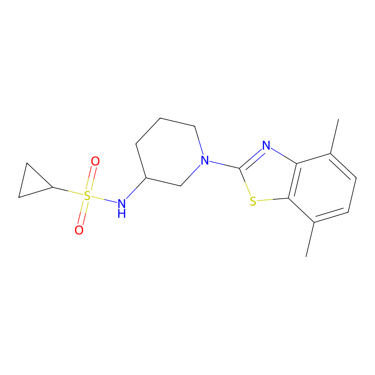 N-[1-(4,7-dimethyl-1,3-benzothiazol-2-yl)piperidin-3-yl]cyclopropanesulfonamide molecular structure, CAS 2640888-98-6