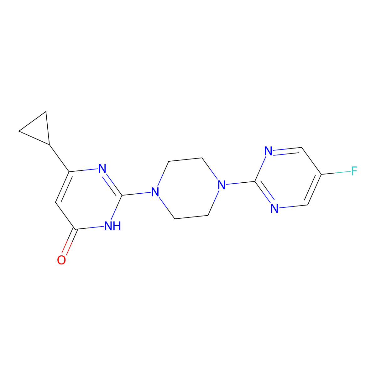 6-Cyclopropyl-2-[4-(5-fluoropyrimidin-2-yl)piperazin-1-yl]-3,4-dihydropyrimidin-4-one molecular structure, CAS 2640889-14-9