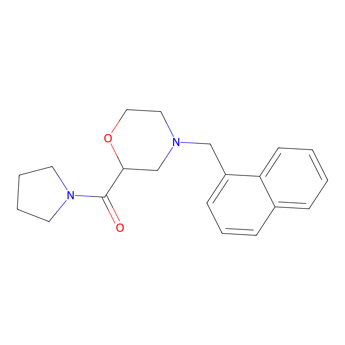 4-[(Naphthalen-1-yl)methyl]-2-(pyrrolidine-1-carbonyl)morpholine molecular structure, CAS 2640889-19-4